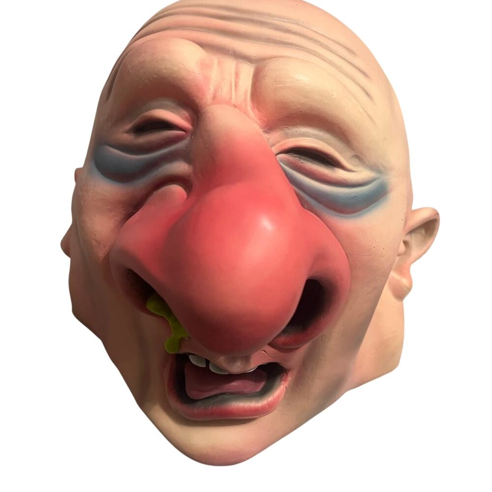 VTG EASTER UNLIMITED BIG SNOTTY NOSE BALD BOOGER HALLOWEEN MASK COSTUME OLD MAN
